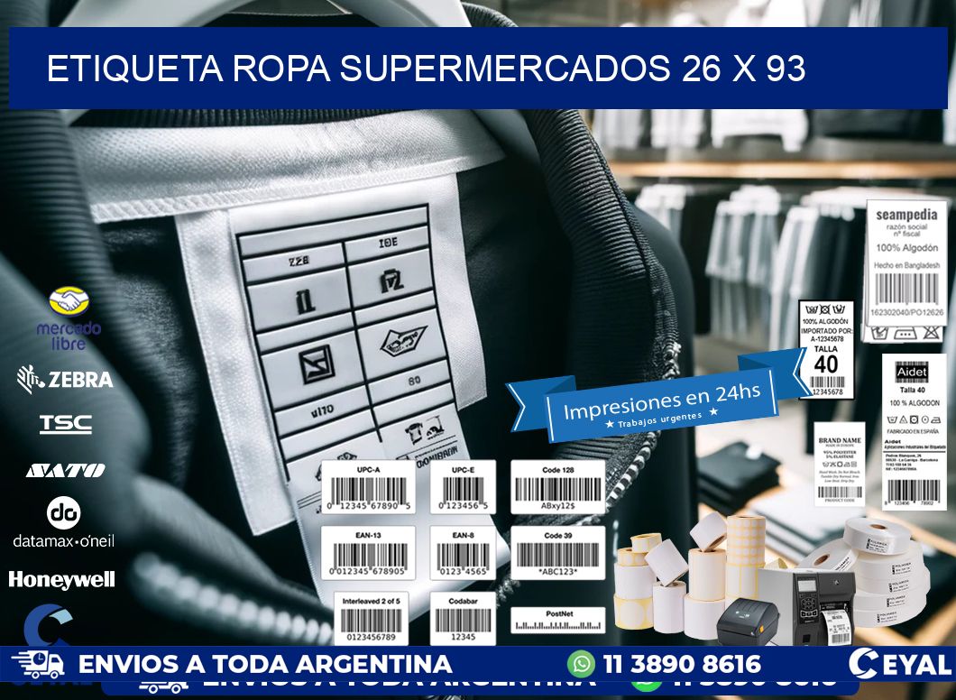 ETIQUETA ROPA SUPERMERCADOS 26 x 93