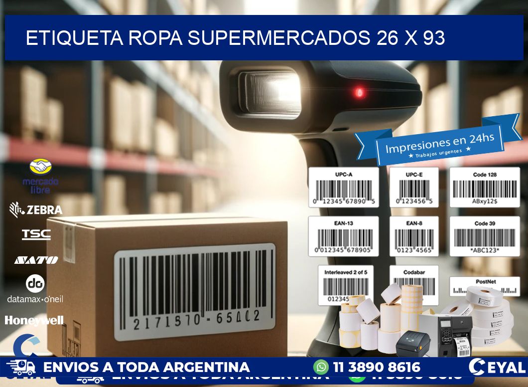 ETIQUETA ROPA SUPERMERCADOS 26 x 93