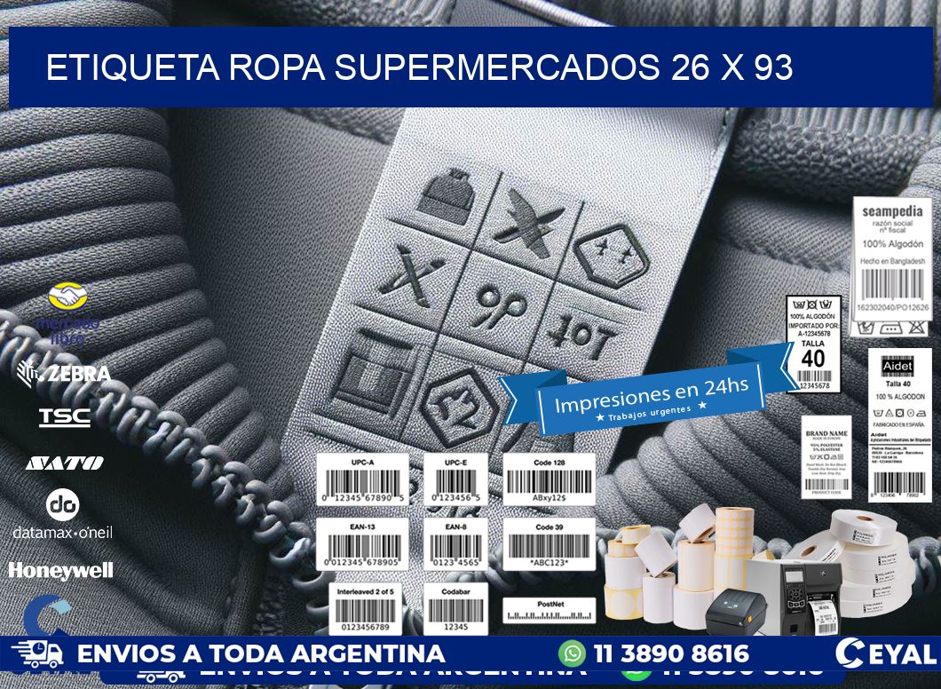 ETIQUETA ROPA SUPERMERCADOS 26 x 93