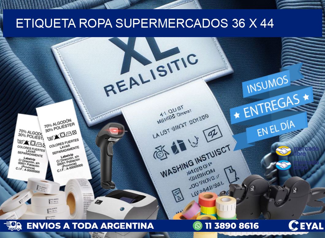 ETIQUETA ROPA SUPERMERCADOS 36 x 44