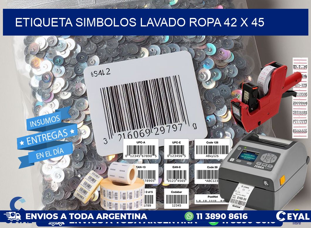 ETIQUETA SIMBOLOS LAVADO ROPA 42 x 45