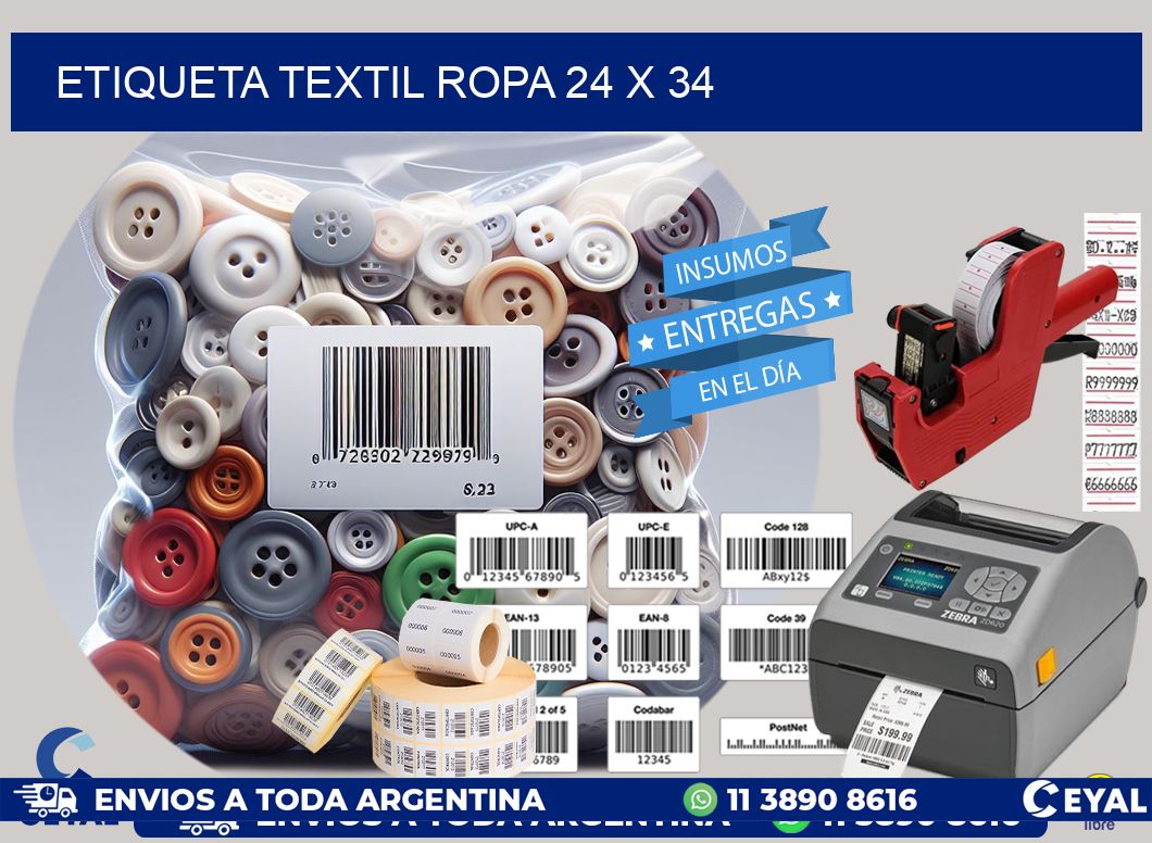 ETIQUETA TEXTIL ROPA 24 x 34