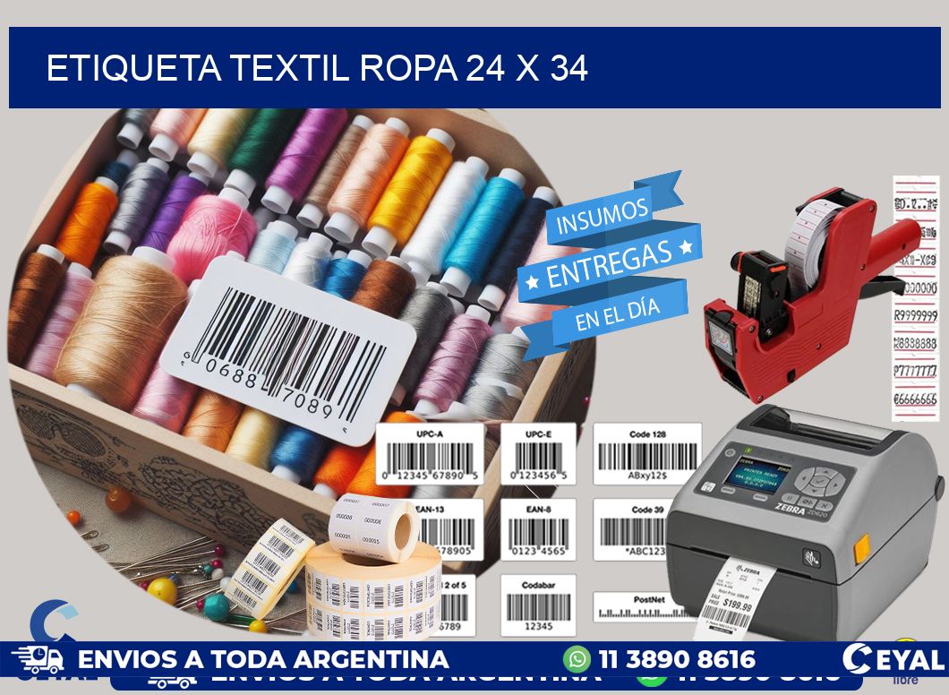 ETIQUETA TEXTIL ROPA 24 x 34