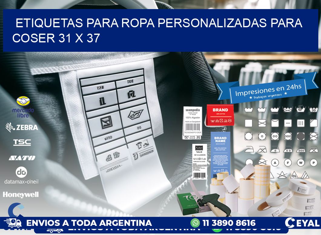 ETIQUETAS PARA ROPA PERSONALIZADAS PARA COSER 31 x 37