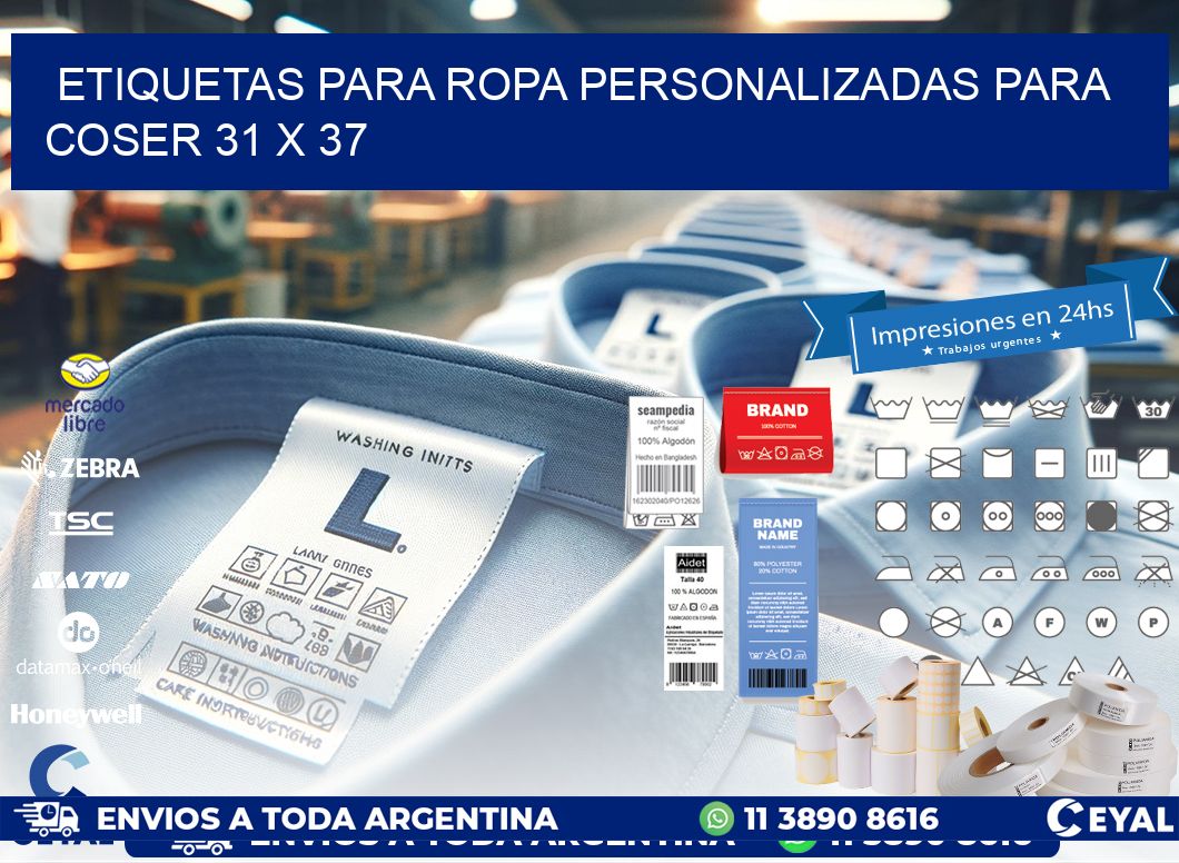 ETIQUETAS PARA ROPA PERSONALIZADAS PARA COSER 31 x 37