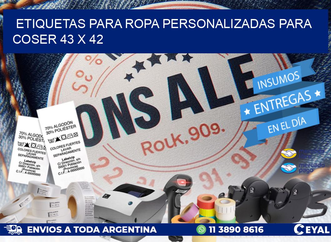 ETIQUETAS PARA ROPA PERSONALIZADAS PARA COSER 43 x 42