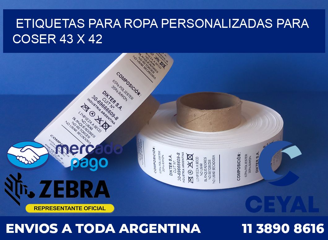 ETIQUETAS PARA ROPA PERSONALIZADAS PARA COSER 43 x 42