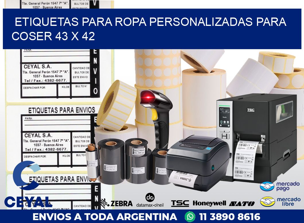 ETIQUETAS PARA ROPA PERSONALIZADAS PARA COSER 43 x 42