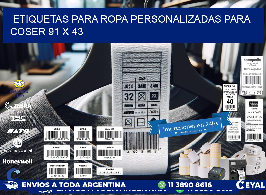 ETIQUETAS PARA ROPA PERSONALIZADAS PARA COSER 91 x 43