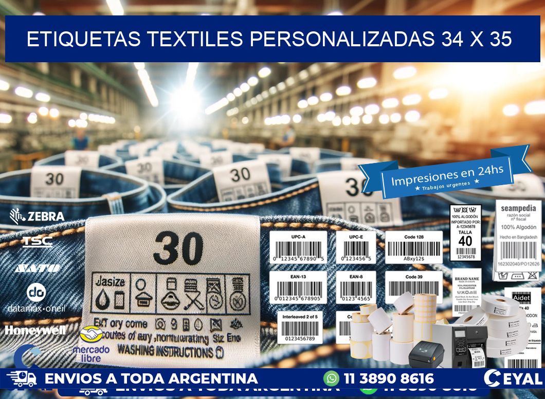 ETIQUETAS TEXTILES PERSONALIZADAS 34 x 35