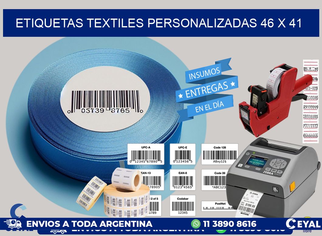 ETIQUETAS TEXTILES PERSONALIZADAS 46 x 41