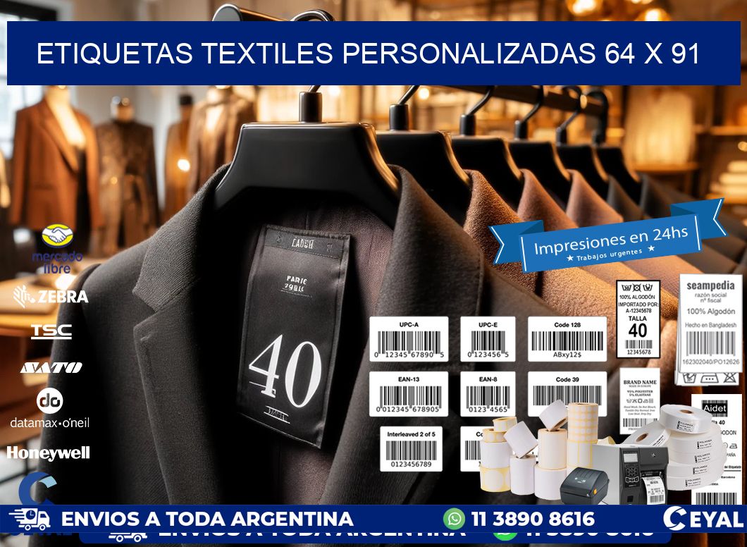 ETIQUETAS TEXTILES PERSONALIZADAS 64 x 91