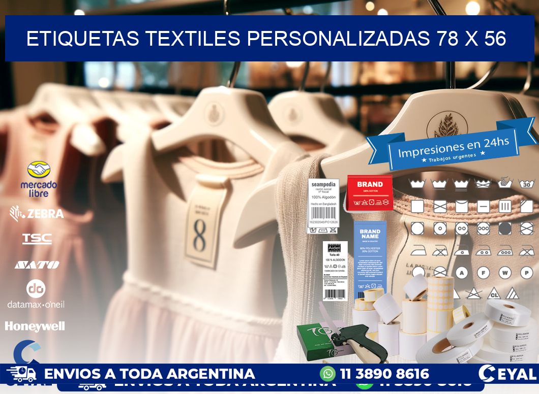 ETIQUETAS TEXTILES PERSONALIZADAS 78 x 56