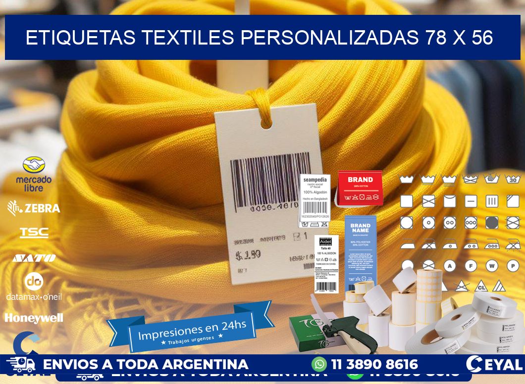 ETIQUETAS TEXTILES PERSONALIZADAS 78 x 56