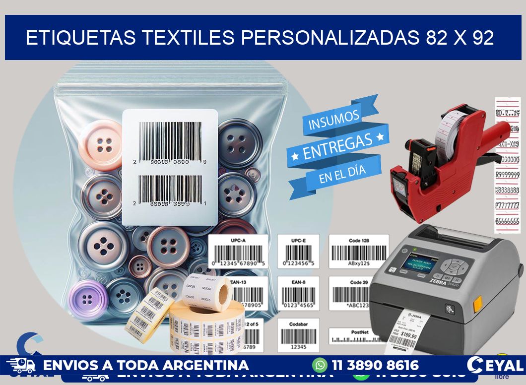 ETIQUETAS TEXTILES PERSONALIZADAS 82 x 92