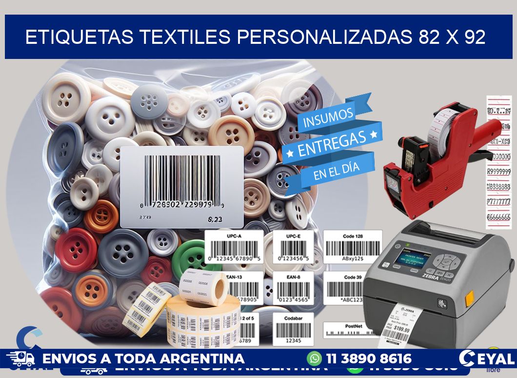 ETIQUETAS TEXTILES PERSONALIZADAS 82 x 92