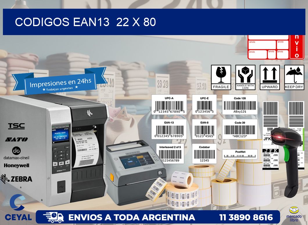 CODIGOS EAN13  22 x 80