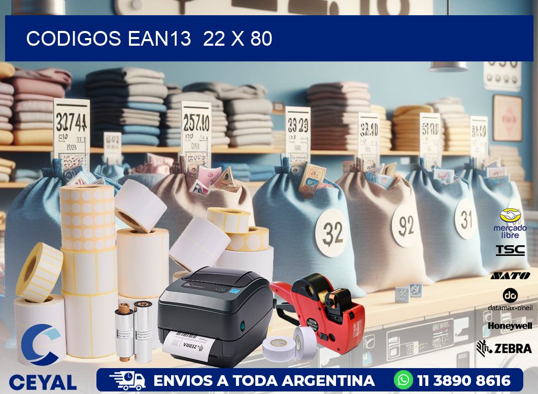 CODIGOS EAN13  22 x 80
