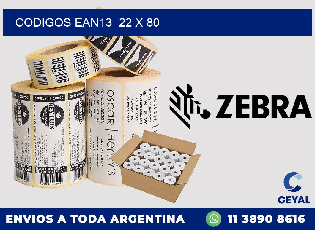 CODIGOS EAN13  22 x 80