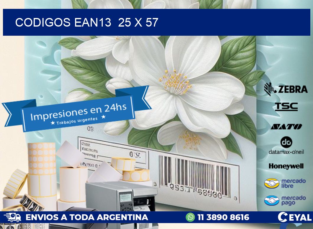 CODIGOS EAN13 25 x 57