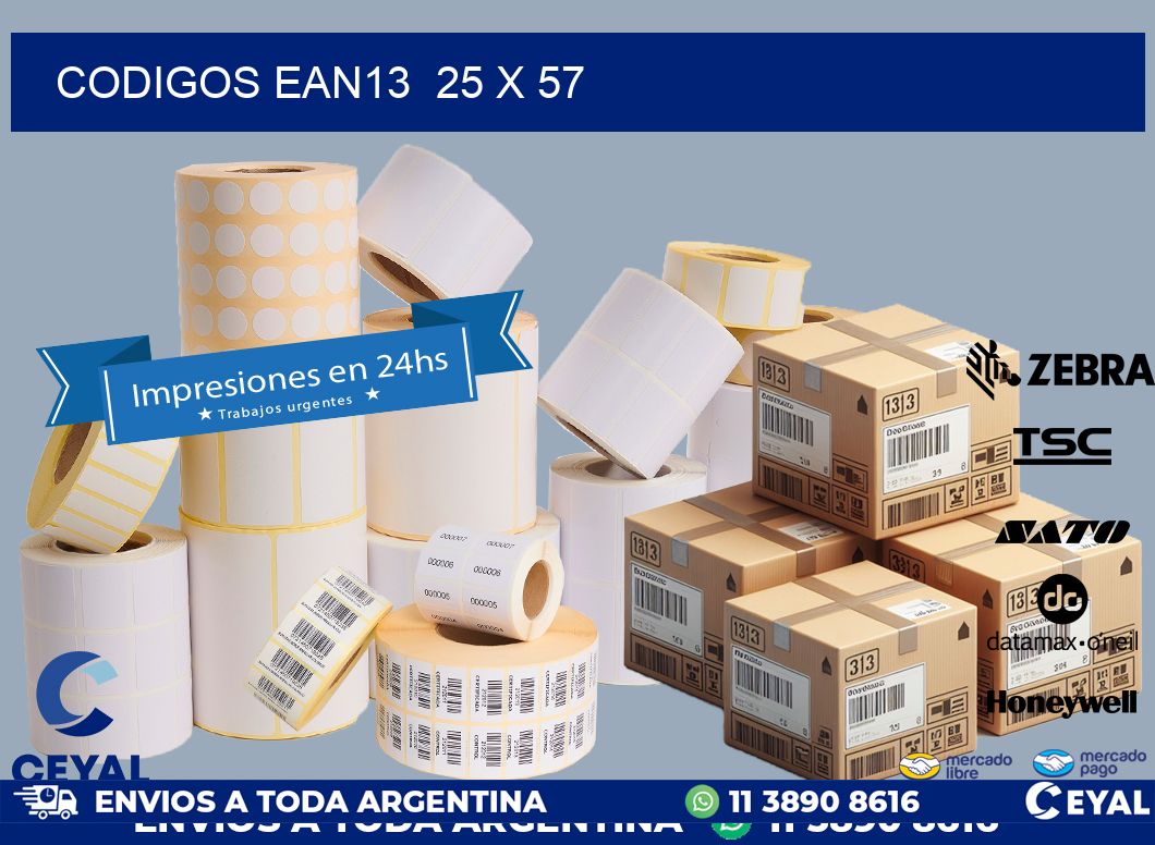 CODIGOS EAN13  25 x 57