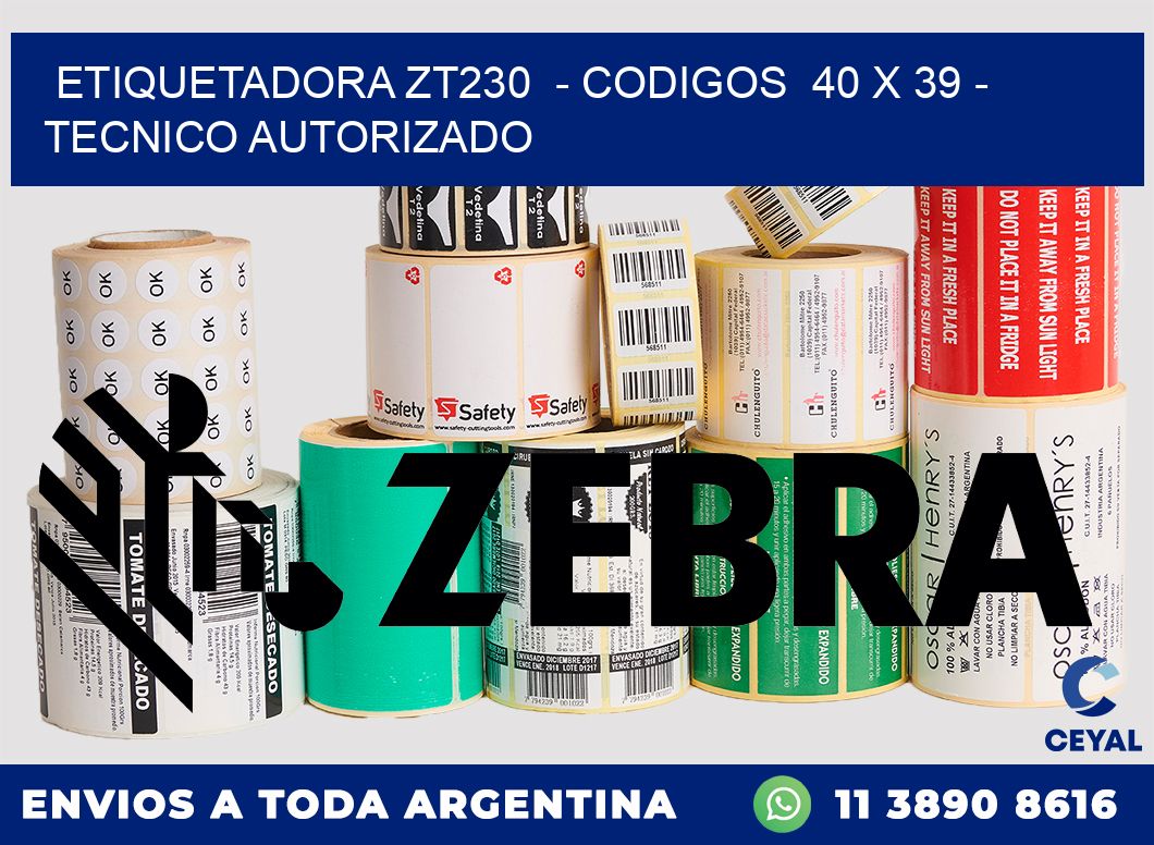 ETIQUETADORA ZT230 - CODIGOS 40 x 39 - TECNICO AUTORIZADO