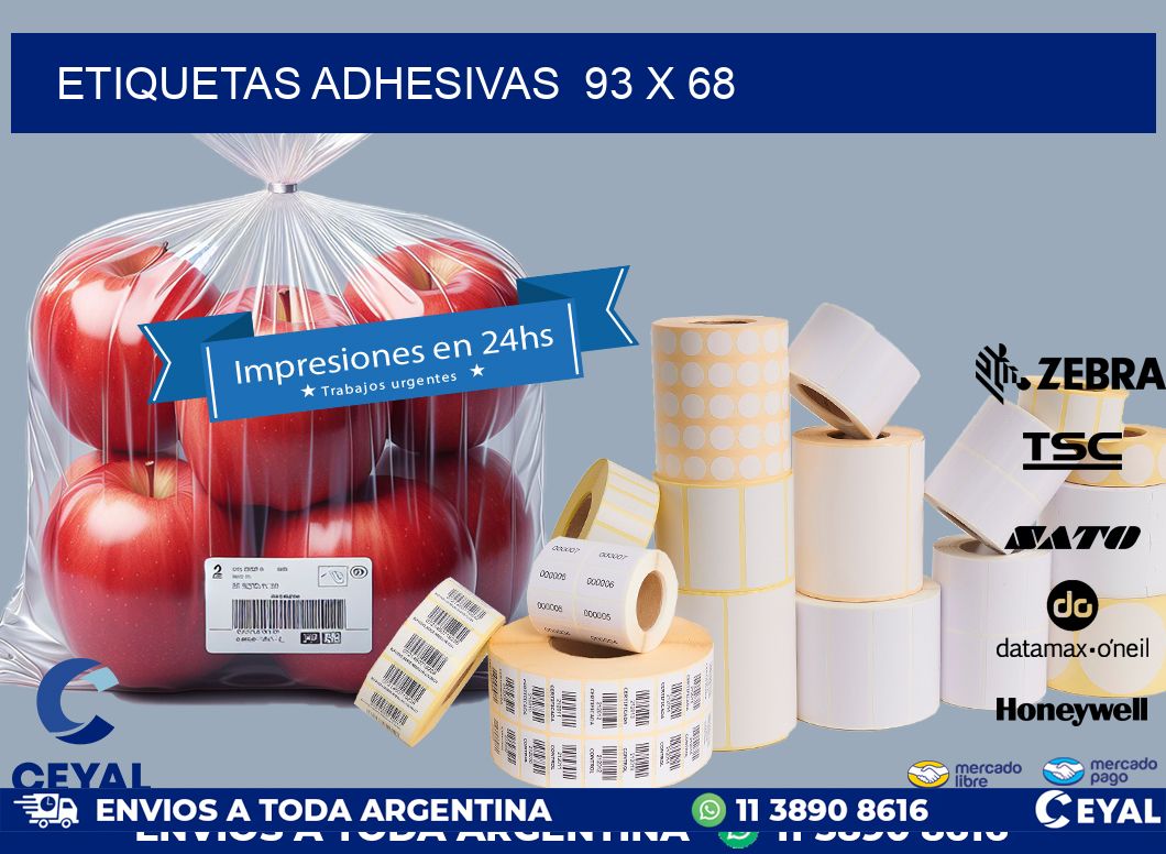 ETIQUETAS ADHESIVAS  93 x 68
