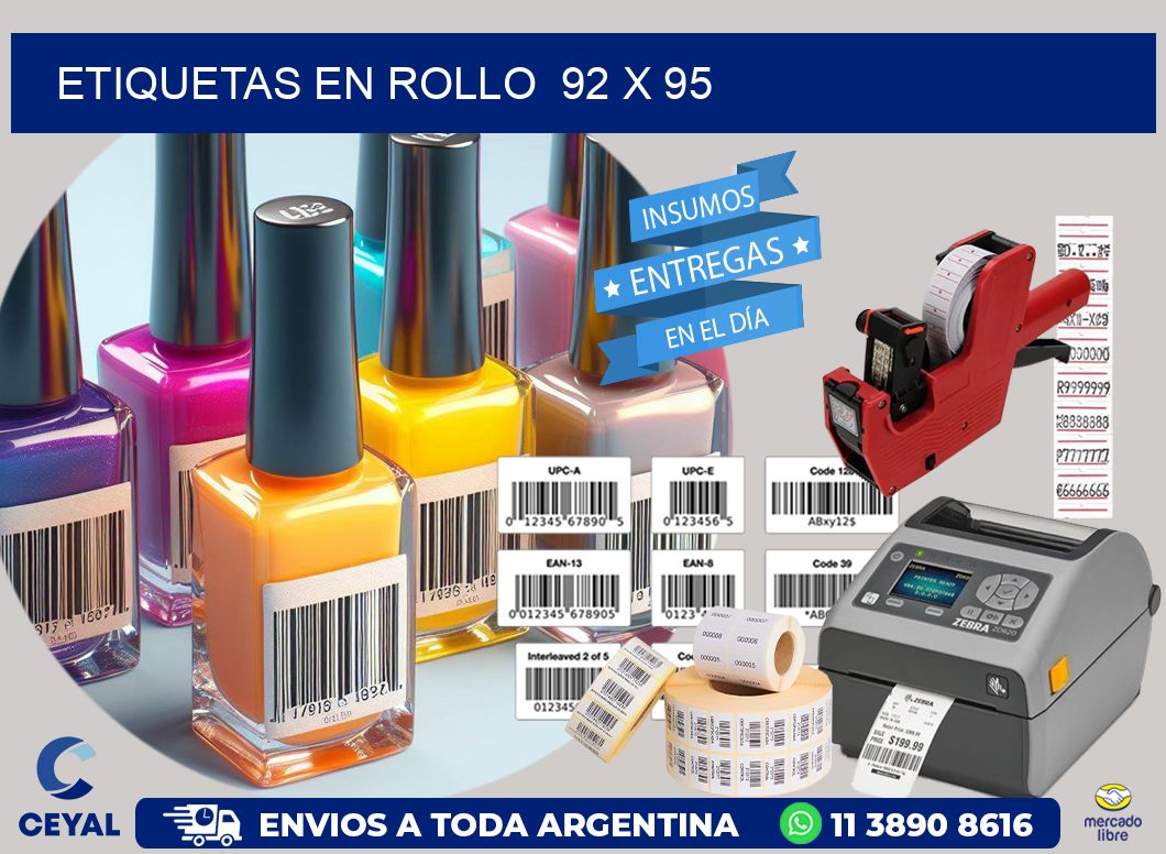ETIQUETAS EN ROLLO  92 x 95