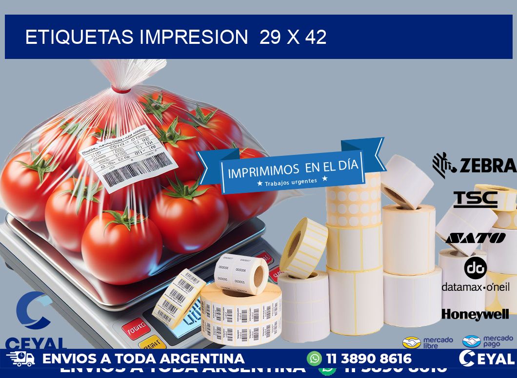 ETIQUETAS IMPRESION  29 x 42