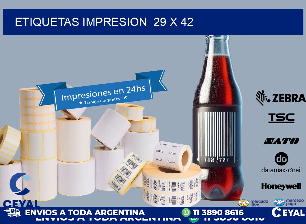 ETIQUETAS IMPRESION  29 x 42
