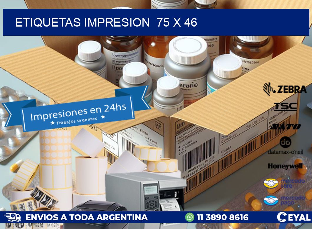 ETIQUETAS IMPRESION  75 x 46