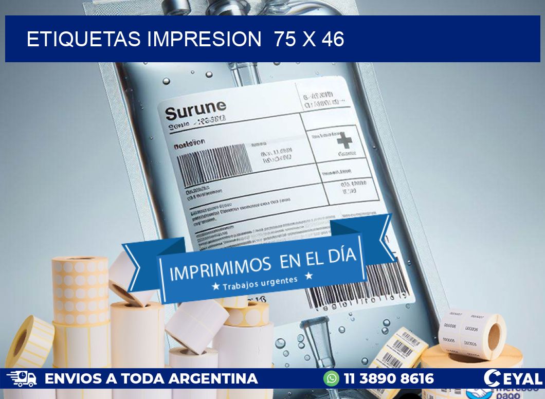 ETIQUETAS IMPRESION  75 x 46