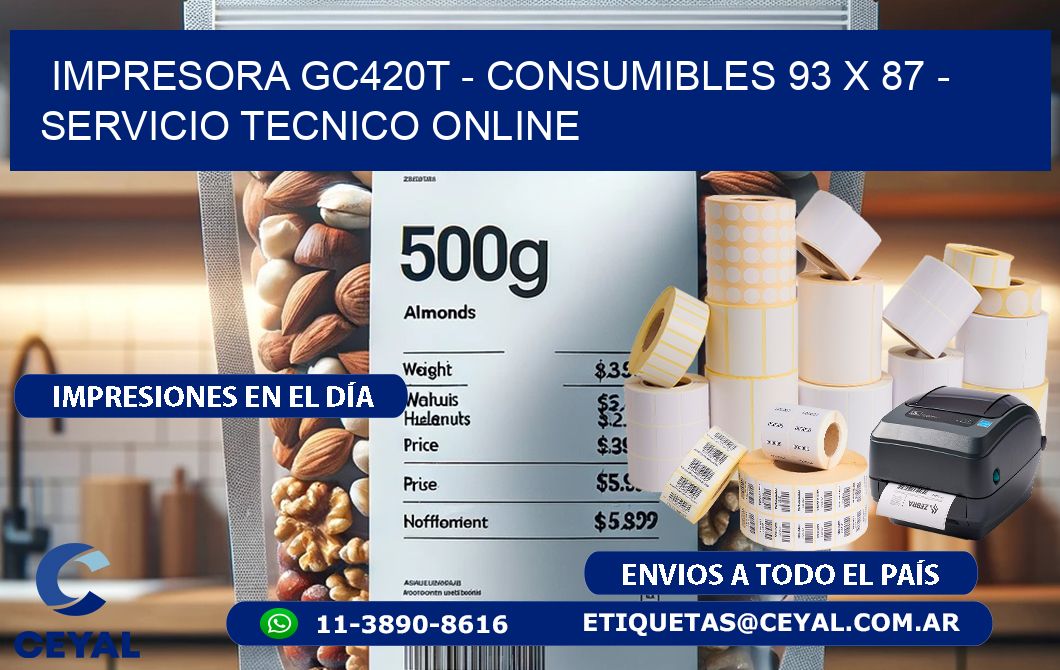 IMPRESORA GC420T - CONSUMIBLES 93 x 87 - SERVICIO TECNICO ONLINE