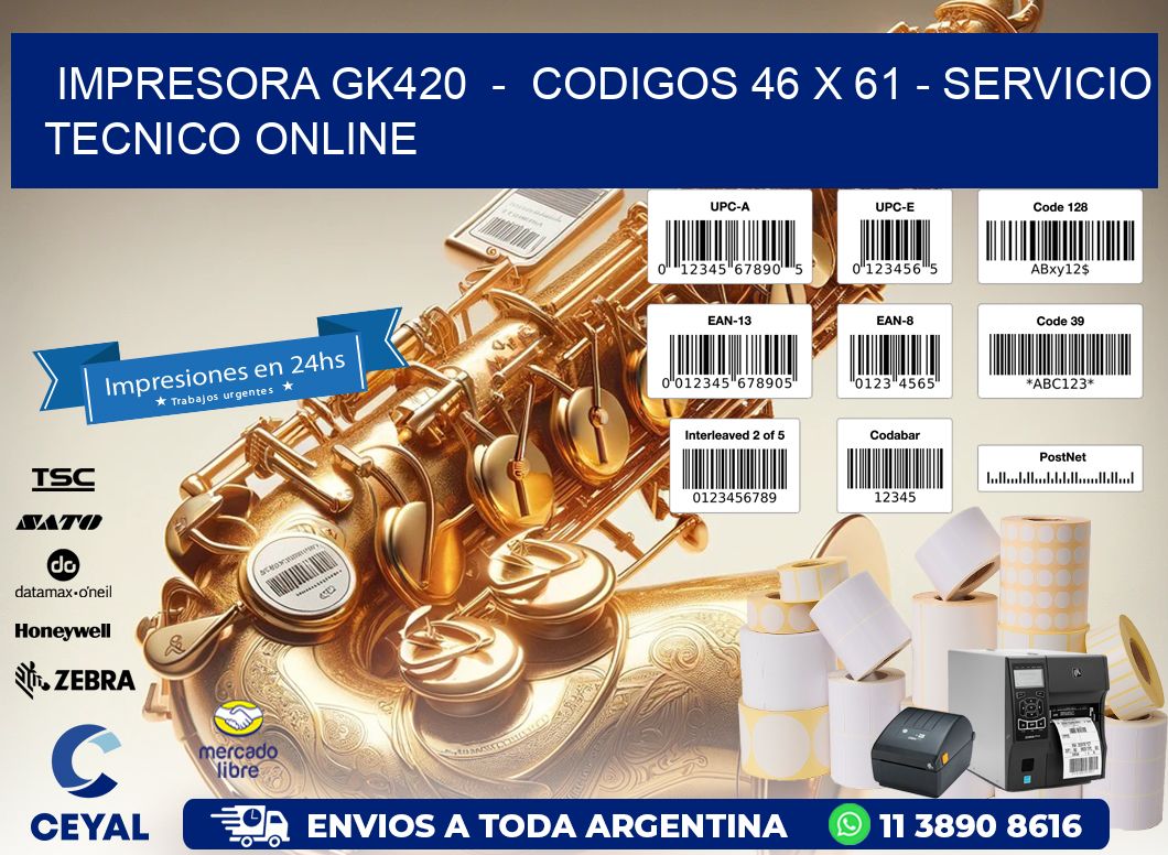 IMPRESORA GK420  -  CODIGOS 46 x 61 - SERVICIO TECNICO ONLINE