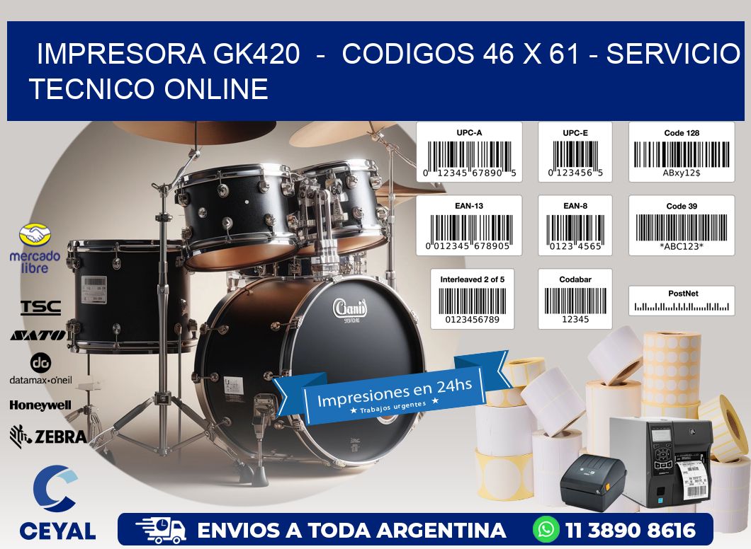IMPRESORA GK420  -  CODIGOS 46 x 61 - SERVICIO TECNICO ONLINE