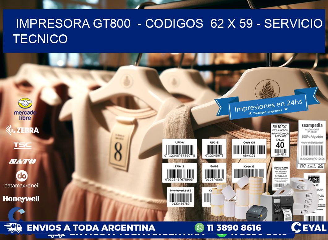 IMPRESORA GT800  - CODIGOS  62 x 59 - SERVICIO TECNICO