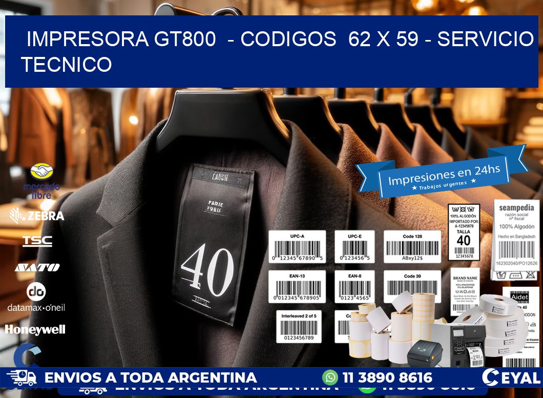 IMPRESORA GT800  - CODIGOS  62 x 59 - SERVICIO TECNICO