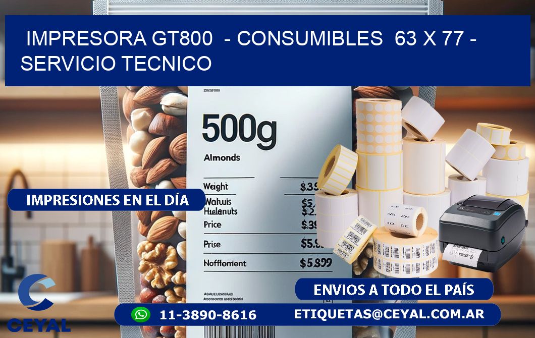 IMPRESORA GT800  - CONSUMIBLES  63 x 77 - SERVICIO TECNICO