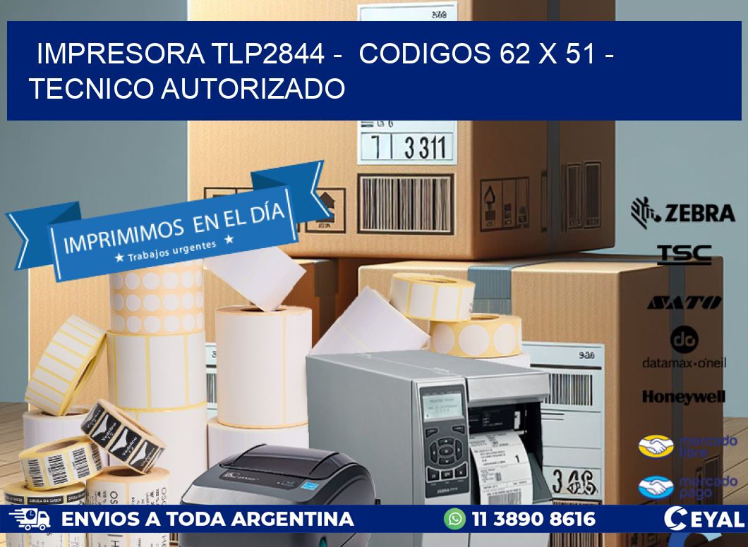 IMPRESORA TLP2844 –  CODIGOS 62 x 51 – TECNICO AUTORIZADO