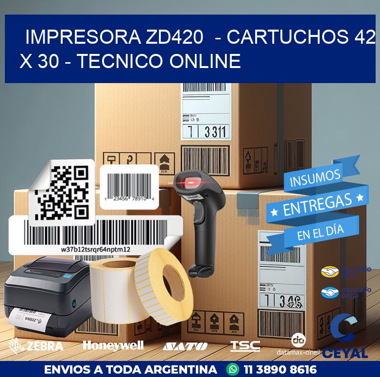 IMPRESORA ZD420  – CARTUCHOS 42 x 30 – TECNICO ONLINE