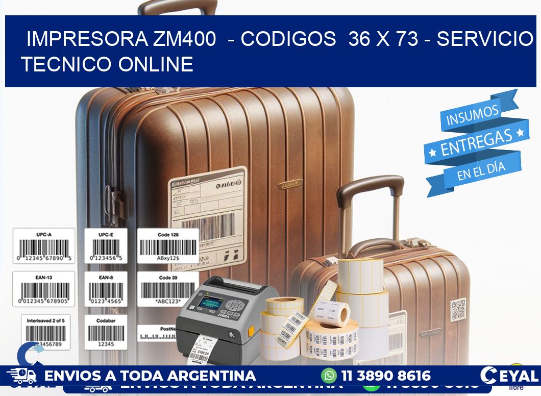 IMPRESORA ZM400  - CODIGOS  36 x 73 - SERVICIO TECNICO ONLINE