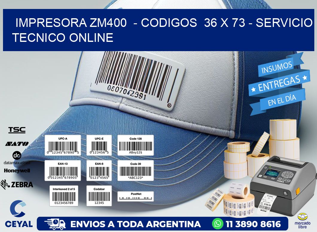 IMPRESORA ZM400  - CODIGOS  36 x 73 - SERVICIO TECNICO ONLINE