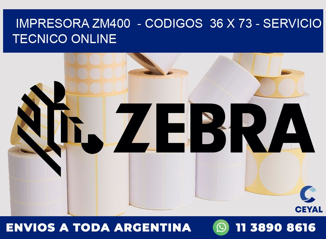 IMPRESORA ZM400  - CODIGOS  36 x 73 - SERVICIO TECNICO ONLINE