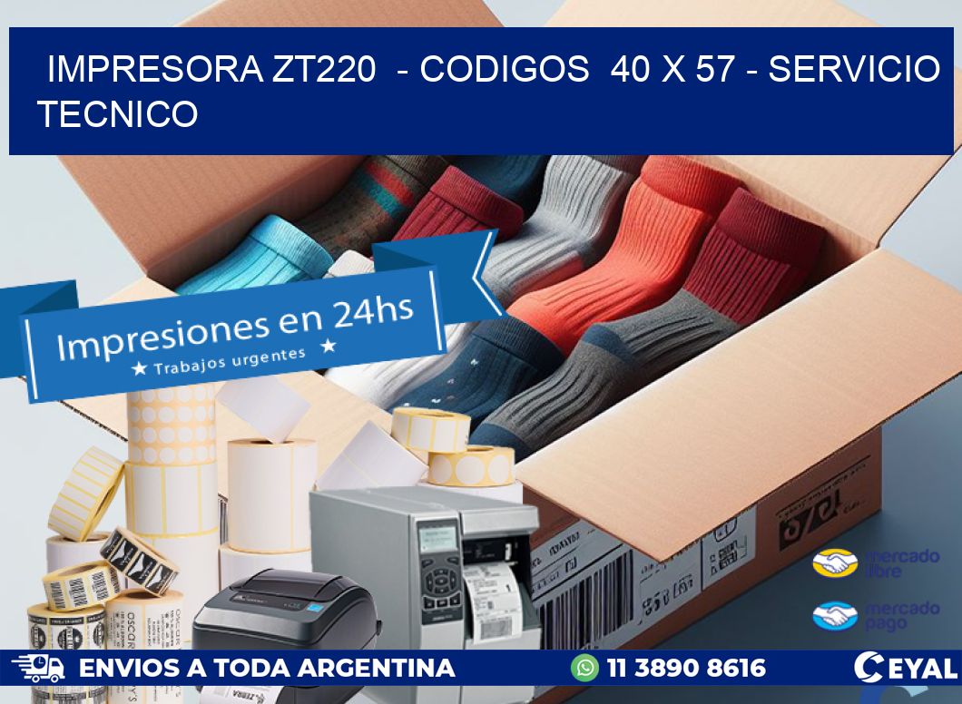 IMPRESORA ZT220  - CODIGOS  40 x 57 - SERVICIO TECNICO