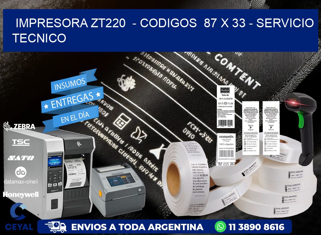 IMPRESORA ZT220  - CODIGOS  87 x 33 - SERVICIO TECNICO