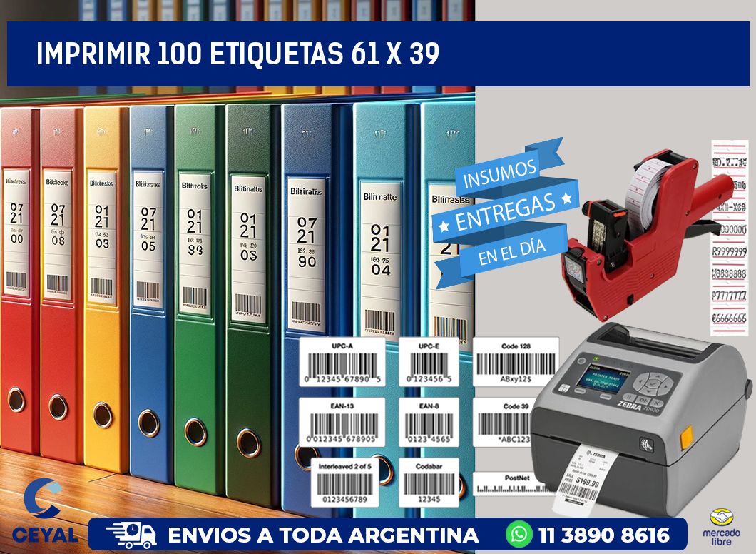IMPRIMIR 100 ETIQUETAS 61 x 39