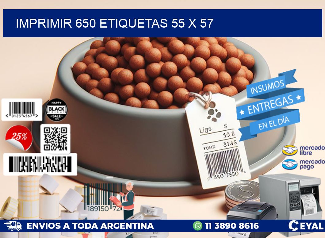 IMPRIMIR 650 ETIQUETAS 55 x 57