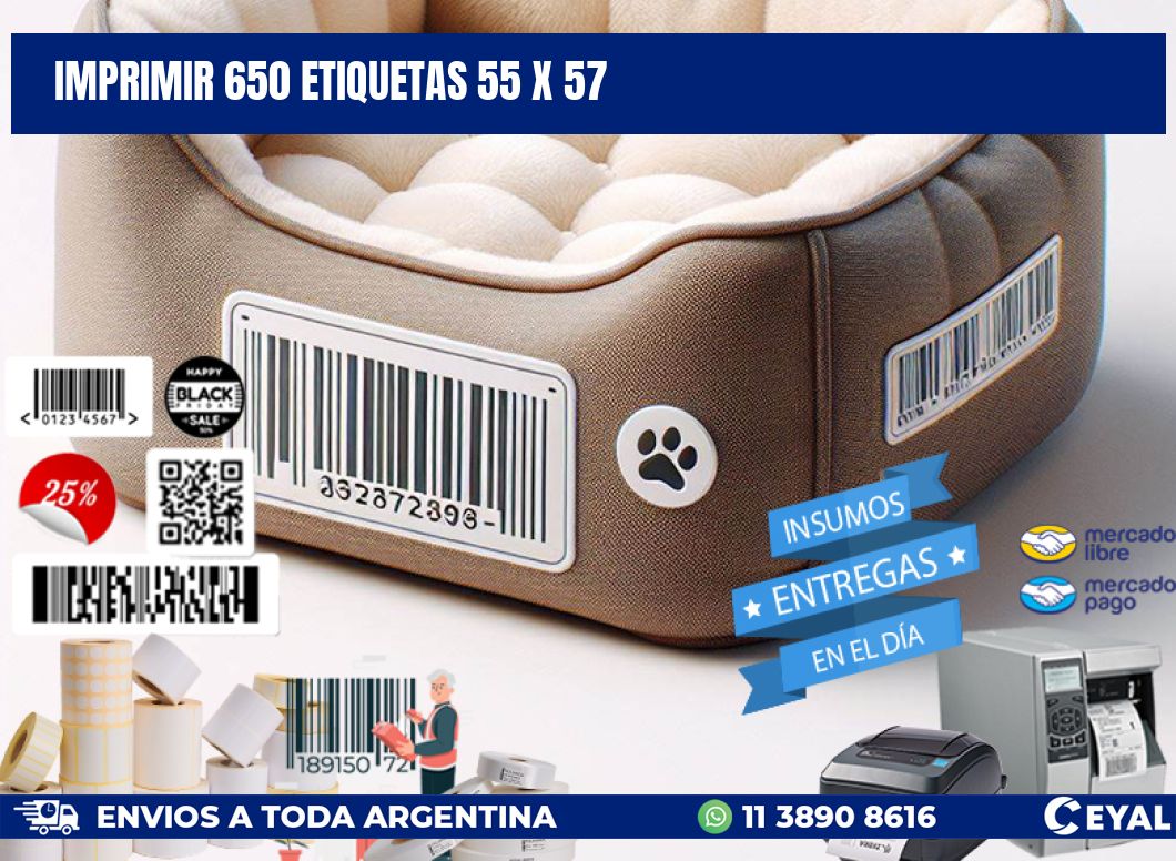 IMPRIMIR 650 ETIQUETAS 55 x 57