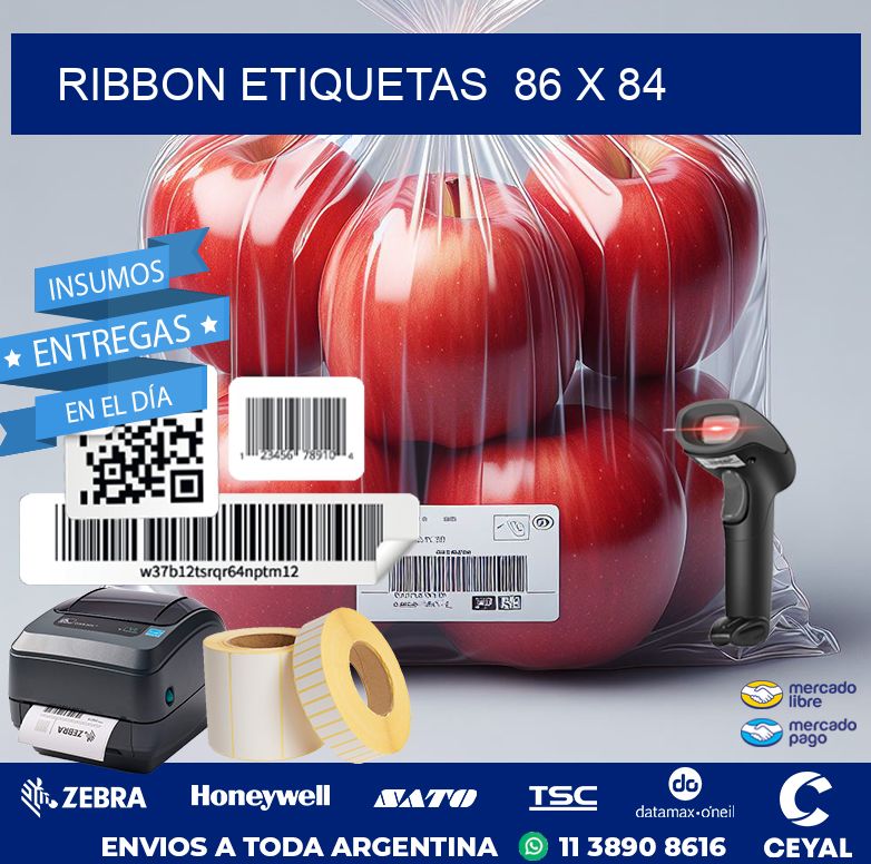 RIBBON ETIQUETAS  86 x 84