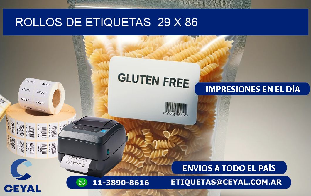 ROLLOS DE ETIQUETAS 29 x 86